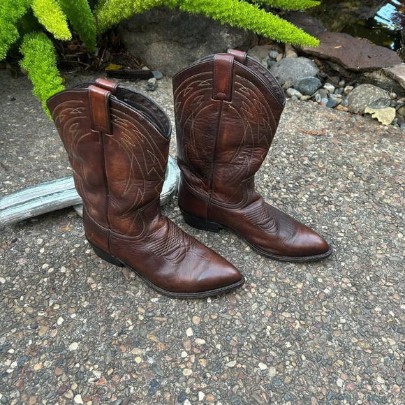 Frye Men's Brown Leather Billy Pull on Cowboy Western Boots Size 11M - Picture 15 of 15